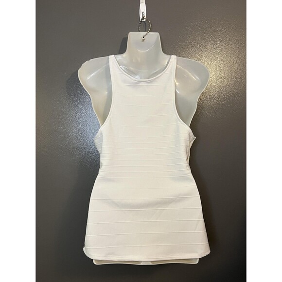 Marianne Tank Top Womens Large White Gold Beaded Strappy Halter Party USA - Picture 4 of 6